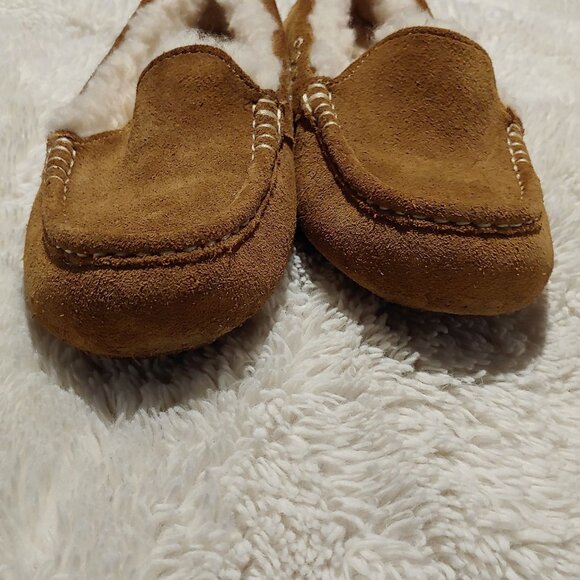 UGG Ansley Chestnut Suede Moccasin Slippers House Shoes Shearling lined Womens 9 - Picture 9 of 12